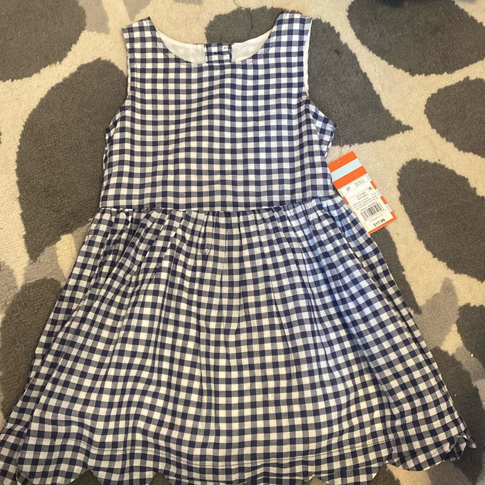 Girls Dress, Navy and white plaid design